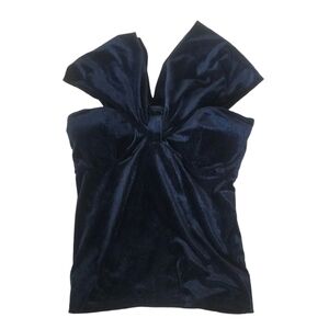 Parker Black Velvet Strapless Bow Top | Size S | Structured Bustier Lined Party